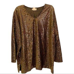 ROAMANS gold shiny flashy top. 1X